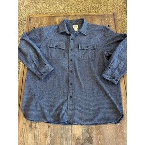 LL Bean Blue Striped Chamois Flannel Shirt Men's XL Traditional Fit Work Chore